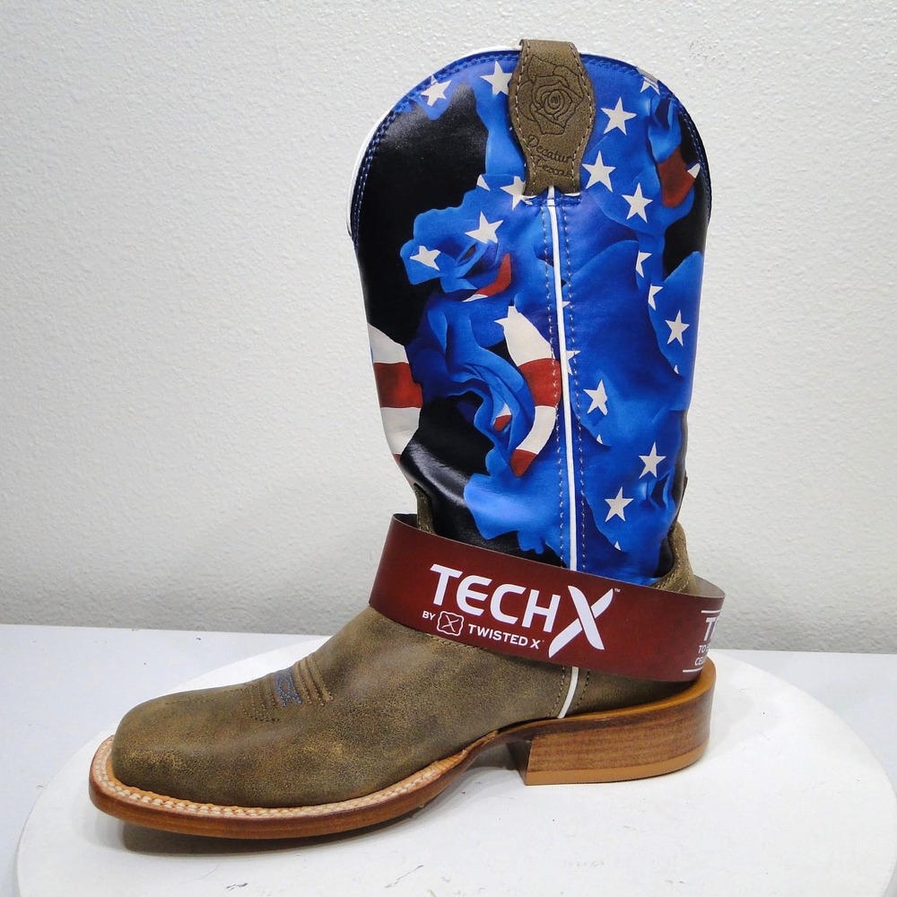 Twisted X Tech X Women Western Boots Blue Rose Patriotic Stars WXTL004 Size 6.5B